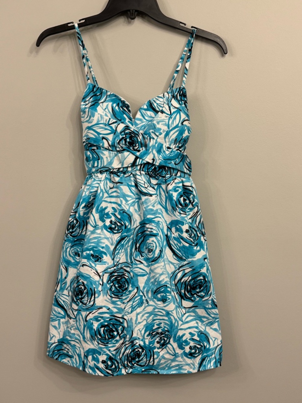 As U Wish women’s teal white black floral dress  with spagetti straps size 3